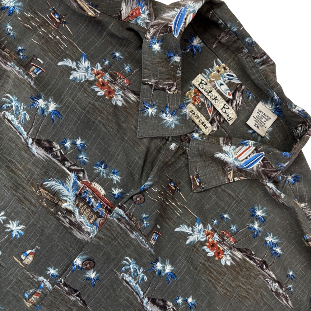 Batik‎ Bay Button Up Shirt Mens XXL Tropical Tiki Surf Rayon Camp Short Sleeve